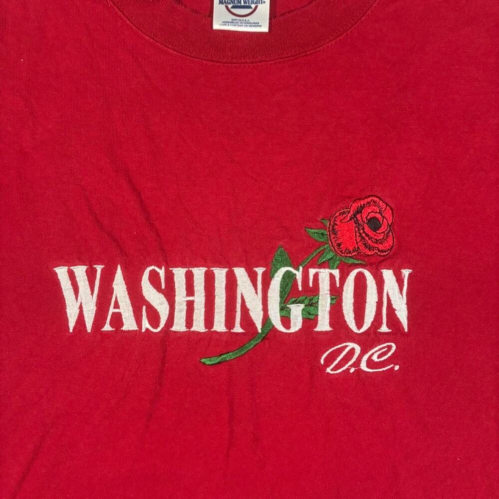 Vintage 90s Washington DC Rose Graphic Tee - Retro Souvenir T-Shirt
